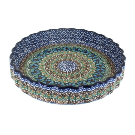 Blue Rose Polish Pottery Mardi Gras Torte Plate