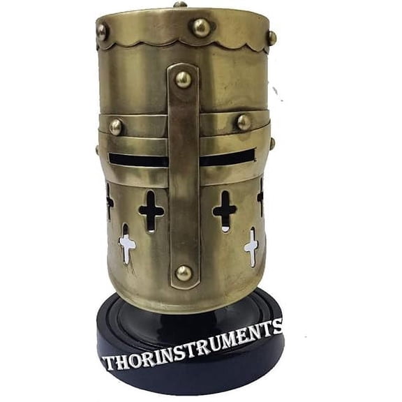 THORINSTRUMENTS Medieval Knights Templar Crusader Armor Helmet With Stand Great Halloween Rustic Vintage Home Decor Gifts