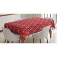 thumbnail image 1 of Ikat Tablecloth, Geometric Composition of Warm Colored Flower Motifs South Asian Hand Drawn Design, Rectangular Table Cover for Dining Room Kitchen, 60" X 84",Multicolor, by Ambesonne, 1 of 3