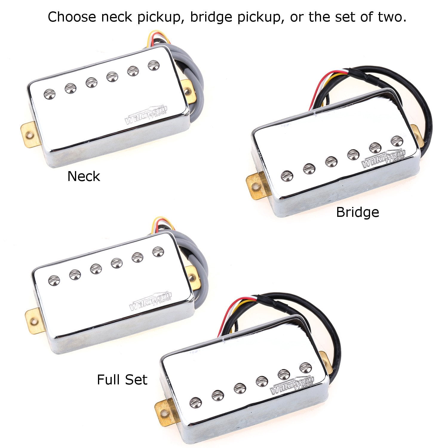 Wilkinson Classic Tone Ceramic PAF Style Humbucker Pickups for Les Paul Style Electric Guitar Chrome Chrome Full Set