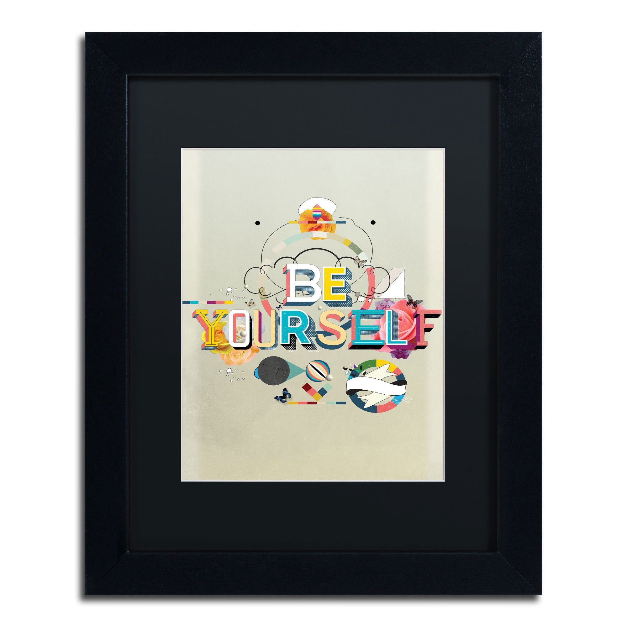 Trademark Fine Art "Be Yourself" Canvas Art by Kavan & Co Black Matte, Black Frame