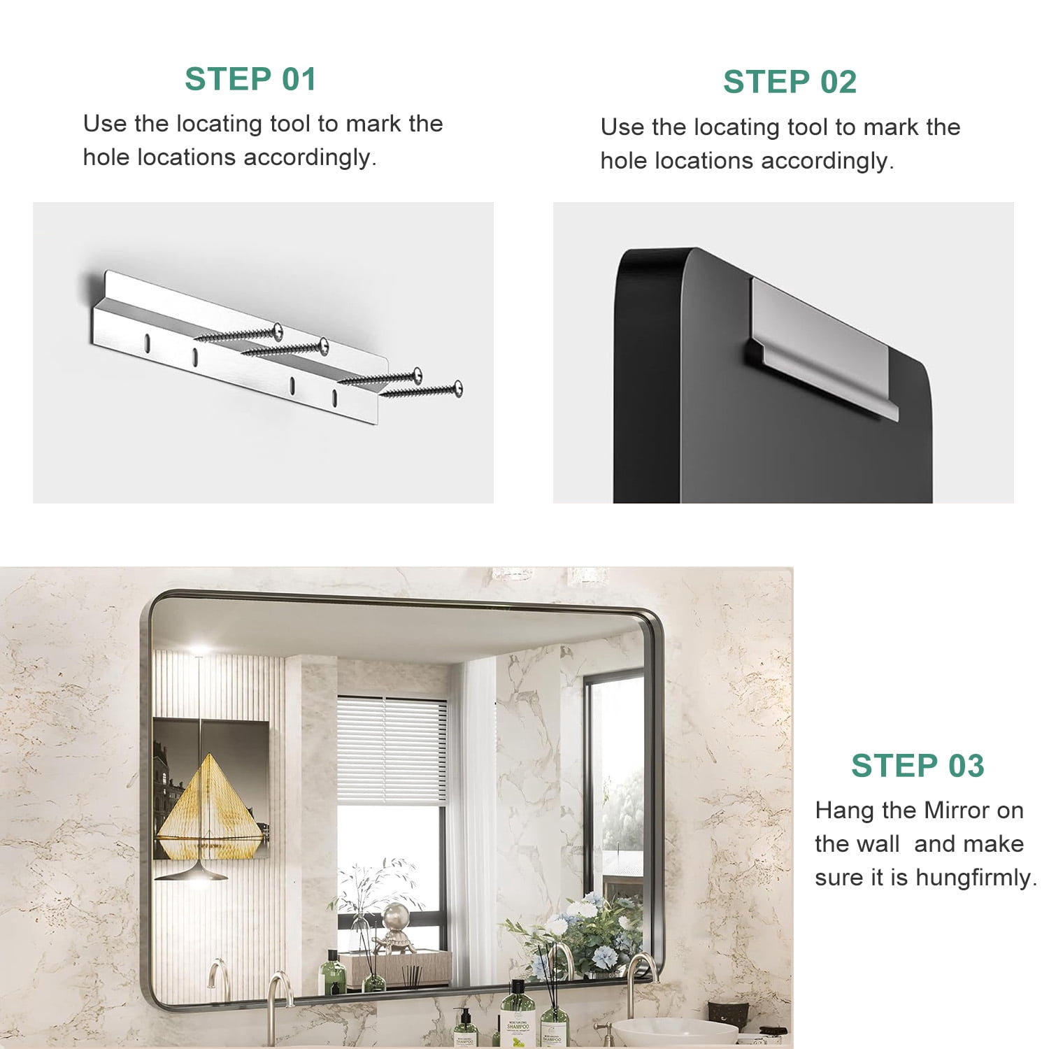 22x30 Inch Bathroom Mirror Large Rectangle Vanity Framed Mirror for Wall, Tempered Glass, Hangs Horizontally or Vertically