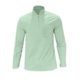 thumbnail image 4 of XUANTAOO Polo Shirts for Men Long Sleeve Corduroy Quarter Zipper Polo Tees Lightweight Green Clothes for Men, 4 of 5