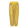 thumbnail image 3 of inlzdz Kids Girls Sequin Hip Hop Jazz Street Disco Dance Pants Performance Bloomers Sweatpants Party Harem Trousers Gold 160, 3 of 6