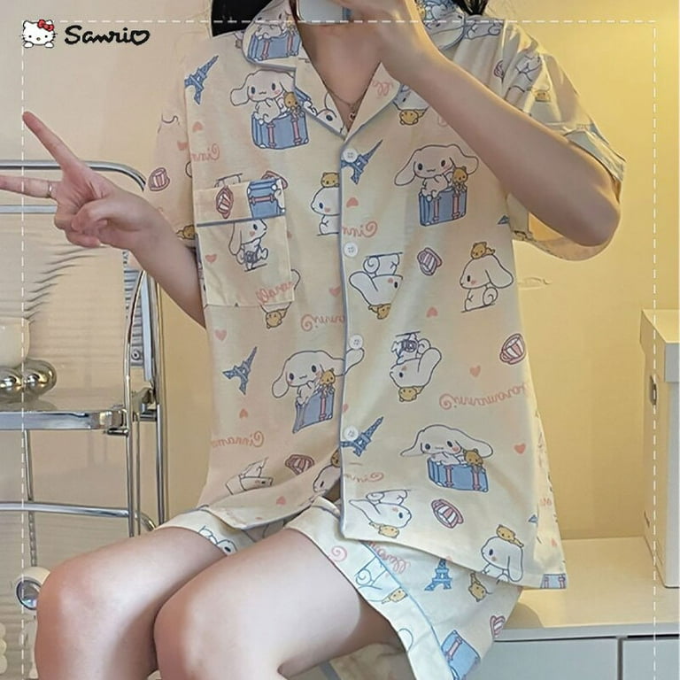 Cute Hello Kitty Women Pajama Set Fashion Summer Thin Sanrio