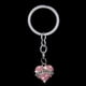 thumbnail image 2 of Llavero plateado con colgante de corazón de cristal rosa y diamantes de imitación, ideal para la mejor amiga, 2 of 6