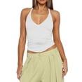 thumbnail image 2 of Women'S Spaghetti Strap V-Neck Ribbed Tank Tops for Women Slim Fitted Camisole Basic Shirts White S, 2 of 7