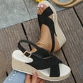 thumbnail image 4 of Wedge Sandals for Women Dressy Summer Platform Strappy Espadrille Casual Slingback Wedges Heels Open Toe Arch Support Pumps Shoes Black Size 9, 4 of 7