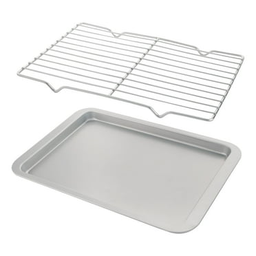 Bakdcore Cookie Sheet with Rack, Baking Pan with Nonstick 15"x10", Carbon Steel Baking Sheet Pan for Roasting Broiling Bacon Meat Steak