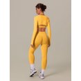 thumbnail image 5 of IDOPIP Workout Sets for Women 3 Piece Long Sleeve Shrug with Seamless Halter Sports Bra High Waist Leggings Gym Yoga Active Outfits S Yellow, 5 of 7
