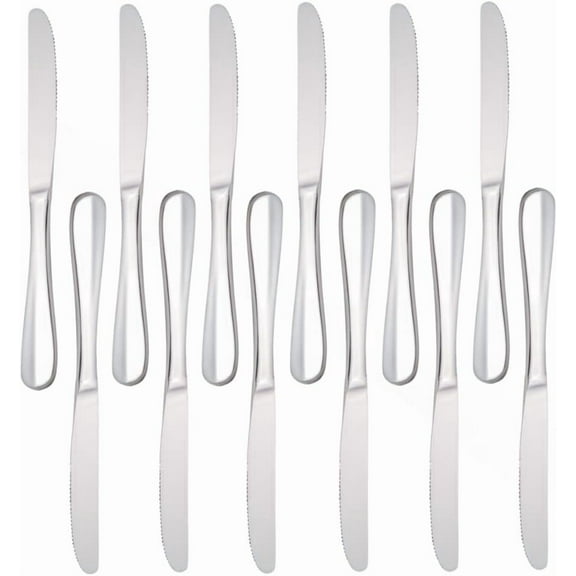 TrueCraftware- Set of 12 Stainless Steel Diamond Dinner Knife- Stainless Steel Flatware Cutlery Kitchen Tableware Set for Home and Restaurant Butter Knife Spreader Table Knives