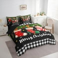 thumbnail image 3 of Homewish Merry Christmas 7-Piece Twin Bedding Sets,Cute Xmas Stocking 7-Piece Bedding Comforter Set,White Black Plaid Grid Sheet Sets For Girls Teens,Super Cozy Room Decor Reversible, 3 of 8