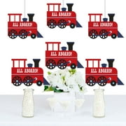Big Dot of Happiness Railroad Party Crossing - Train Decorations DIY Steam Train Birthday Party or Baby Shower Essentials - Set of 20
