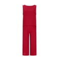 thumbnail image 4 of Casual Linen Pants Sets for Women, 2 Piece Summer Outfits, Casual Sleeveless Crop Tank Tops Wide Leg Capris Pants Beach Vacation Travel Outfit Sets Matching Clothing, 4 of 9