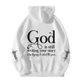 thumbnail image 5 of FAOWME Womens Hoodies With Pocket Long Sleeve Letter Print Drawstring Loose Comfortable Fashion Sweatshirts For Autumn Winter Daily Wear White Xxxl, 5 of 6