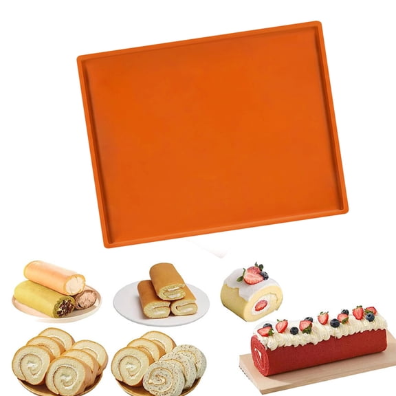 Naittoop Silicone Baking Pan Pad 10x12in Non Stick Oven Liner Heat Tolerant Mat for Cookies Bread Pastry Reusable Dough Prep Sheet Dishwasher Safe Orange