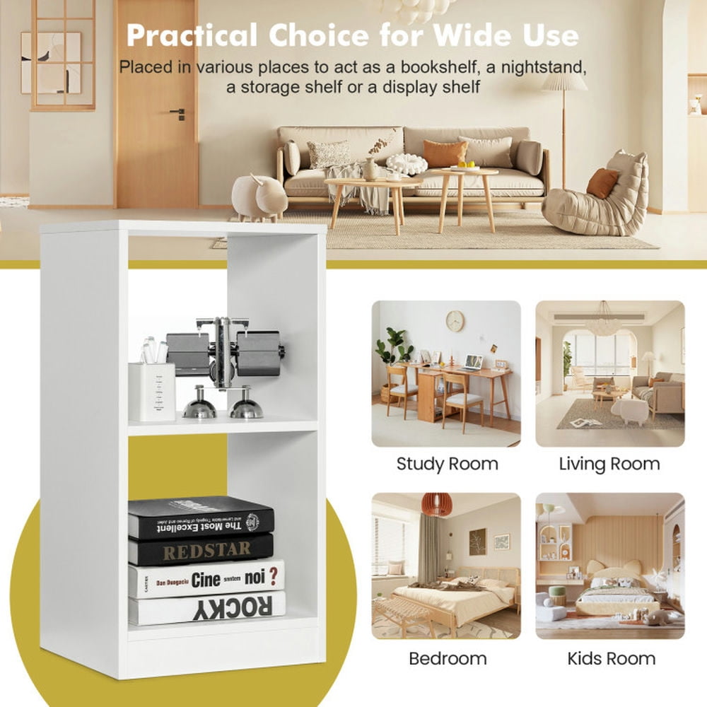 Demi Bonn 2 Pieces Bookcase Set with Anti-toppling Device, for Living Room and Study, 2 Cubes Stackable Display Shelf Bookshelf, Beige