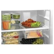 GE GTE18DTNRWW 28 Energy Star Qualified Top Freezer Refrigerator with 17.52 cu. ft. Capacity, LED Lighting, Adjustable Wire Shelves and Upfront Temperature Controls in White