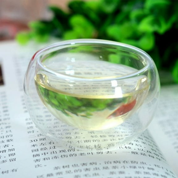 NIYANGLE Tea Cups Double Wall Glass Insulated Drinking Glasses Set 6Pcs Transparent