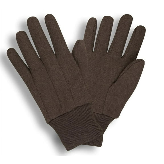 12-Pack of Cordova 1402P Standard Weight Work Gloves, Polyester/Cotton, Brown Jersey, Clute Cut, Knit Wrist, Ladies