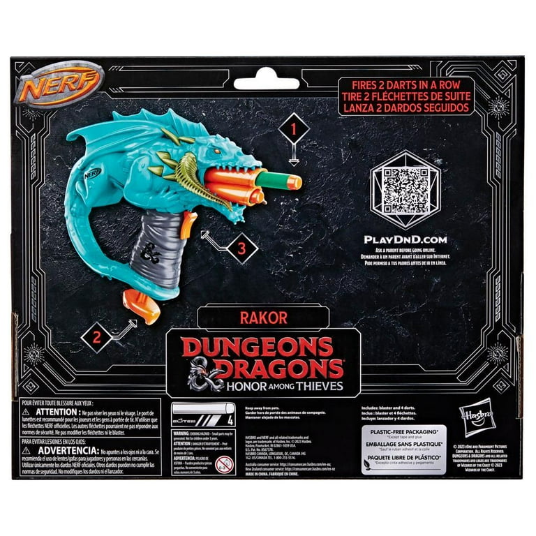Nerf Dungeons & Dragons Rakor Dart Blaster with 4 Elite 2.0 Darts
