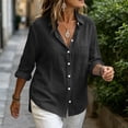 thumbnail image 6 of hoksml Women's Cotton Linen Long Sleeve Shirt, Button-Down Casual Blouse, Relaxed Fit Top for Daily and Office Wear, 6 of 9
