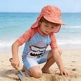thumbnail image 6 of Rggeeun Boys Child Swimsuit Set 2Pc Cute Cartoon Animal Pattern Short Sleeve Crew Neck Elastic Above Knee with Cover Up Hat for Summer Water Surfing Classic Swim Wear,Orange,2-3 Years, 6 of 6