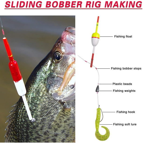 Fishing Slip Bobber Stops with Beads, 100Pcs Fishing Stop String