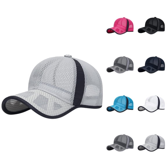 Summer Mesh Baseball Cap for Women Men Color Blocks Adjustable Breathable Baseball Hat Openwork Beach Hat