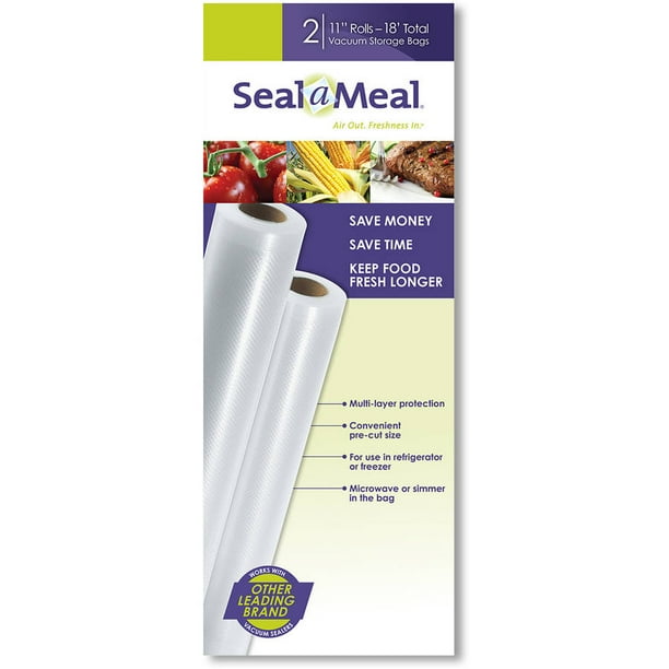 SealaMeal 11" x 9' Vacuum Seal Rolls for SealaMeal and FoodSaver Vacuum Sealers, 2 Pack