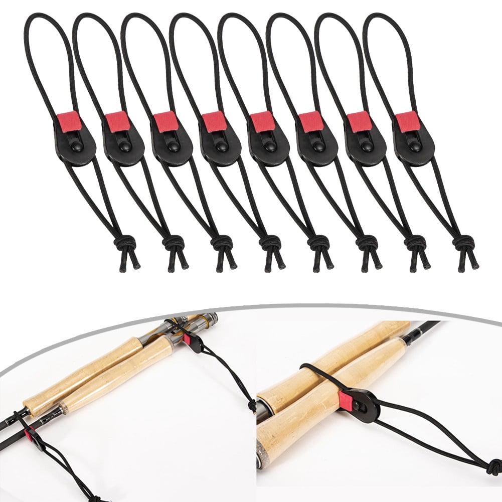 bungee cord type fishing pole ties 8Pc Fishing Pole Ties Quick Rod Tie Straps Fishing Rod Bungee Pole Wrap