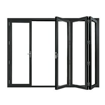 Aluminum Folding Patio Door - 120" x 80" - 4 Panel Black - Modern Interior Exterior Door