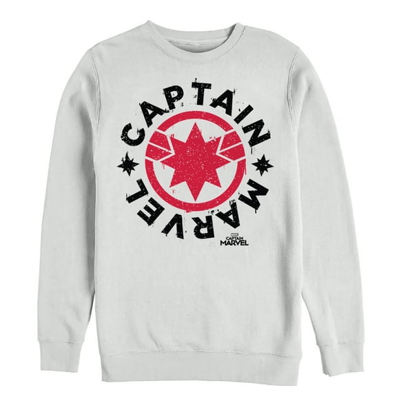 Men's Marvel Captain Marvel Star Symbol Circle  Sweatshirt White Large