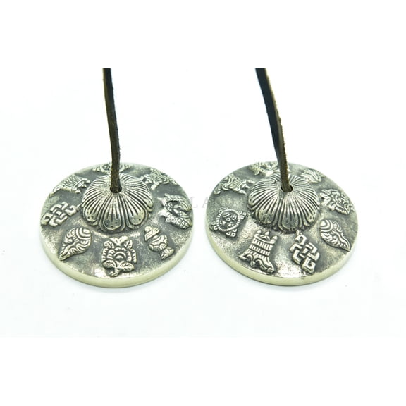 3 Inches- Hand Tuned to Austomangal (8 lucky) Tingsha Cymbals.  Bell Chimes Handmade in Nepal by GK&CO.