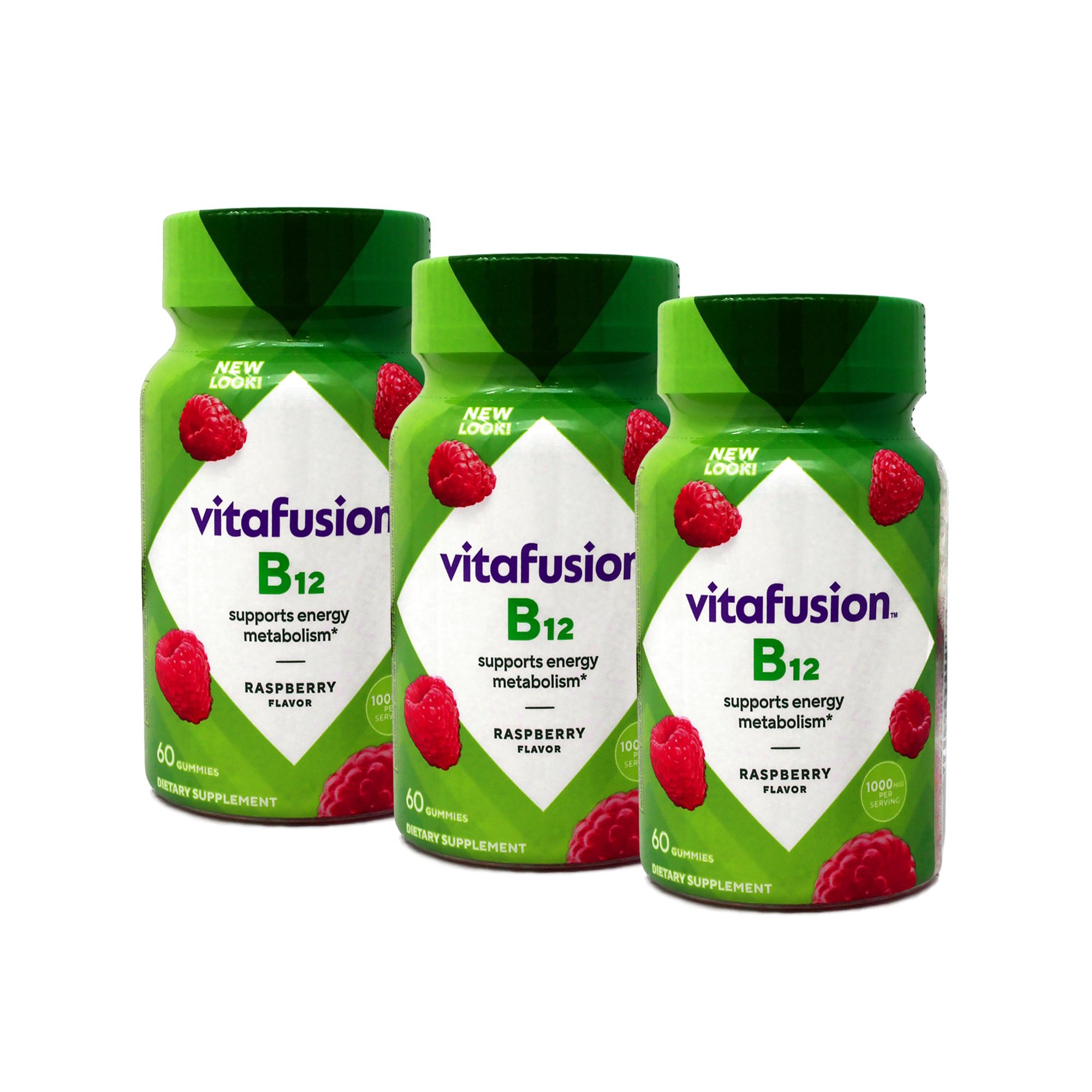 Vitafusion B-12 1000 mcg Energy Support Supplement, 60 ea (Pack of 3)