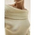 thumbnail image 4 of xiaxaixu Sweaters for Women Spring Autumn Knit Tops Solid Color Long Sleeve Off Shoulder Slim Knitwear, 4 of 9