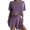 Purple, variant on Tnhcen Women's 2 Piece Sets Casual Summer Pajamas Outfits Short Sleeves Shorts Lounge Set Homewear S-2XL