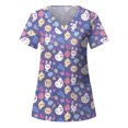 thumbnail image 3 of Blusa con cuello en V de manga corta para mujer, uniforme con bolsillos estampados de Pascua, blusa de enfermería Fridja  bn6072, 3 of 4