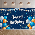 thumbnail image 5 of Blue Themed Happy Birthday Backdrop Banner with Star Balloon Elements Party Supplies Birthday Party Decors Photography Props, 5 of 7