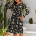 thumbnail image 6 of Fall Dresses for Women 2024, Wine Glass Womens Fall Dresses Long Sleeve Casual Tie Waist Clothes, Womens Fall Fashion 2024 Midi  Dresses Outfits with Pocket, 6 of 6