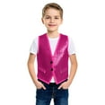 thumbnail image 5 of Boys Sequin Vest V-Neck Pink Shiny Dance Vest for Boys Dance Jazz Hop Jacket Waistcoat Shiny Glitter Sleeveless Top 2T, 5 of 5