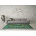 thumbnail image 3 of Ahgly Company Indoor Square Medallion Turquoise Blue Traditional Area Rugs, 5' Square, 3 of 4