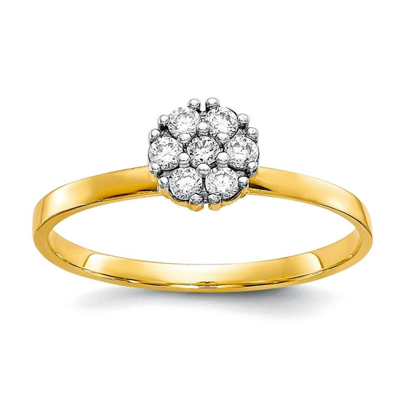 10k Yellow Gold Polished Cubic Zirconia Cluster Promise Ring Size 6.00 Promise Ring for Women