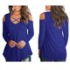 thumbnail image 1 of Camiseta de Cuello Ligera Cruzado Mujer Baoblaze Manga Corta Abajo Lazo Atractiva Azul L, 1 of 8