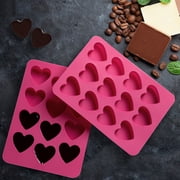 Herbher Pink Heart Shape Silicone Molds Set of 2 With 24 Cavities