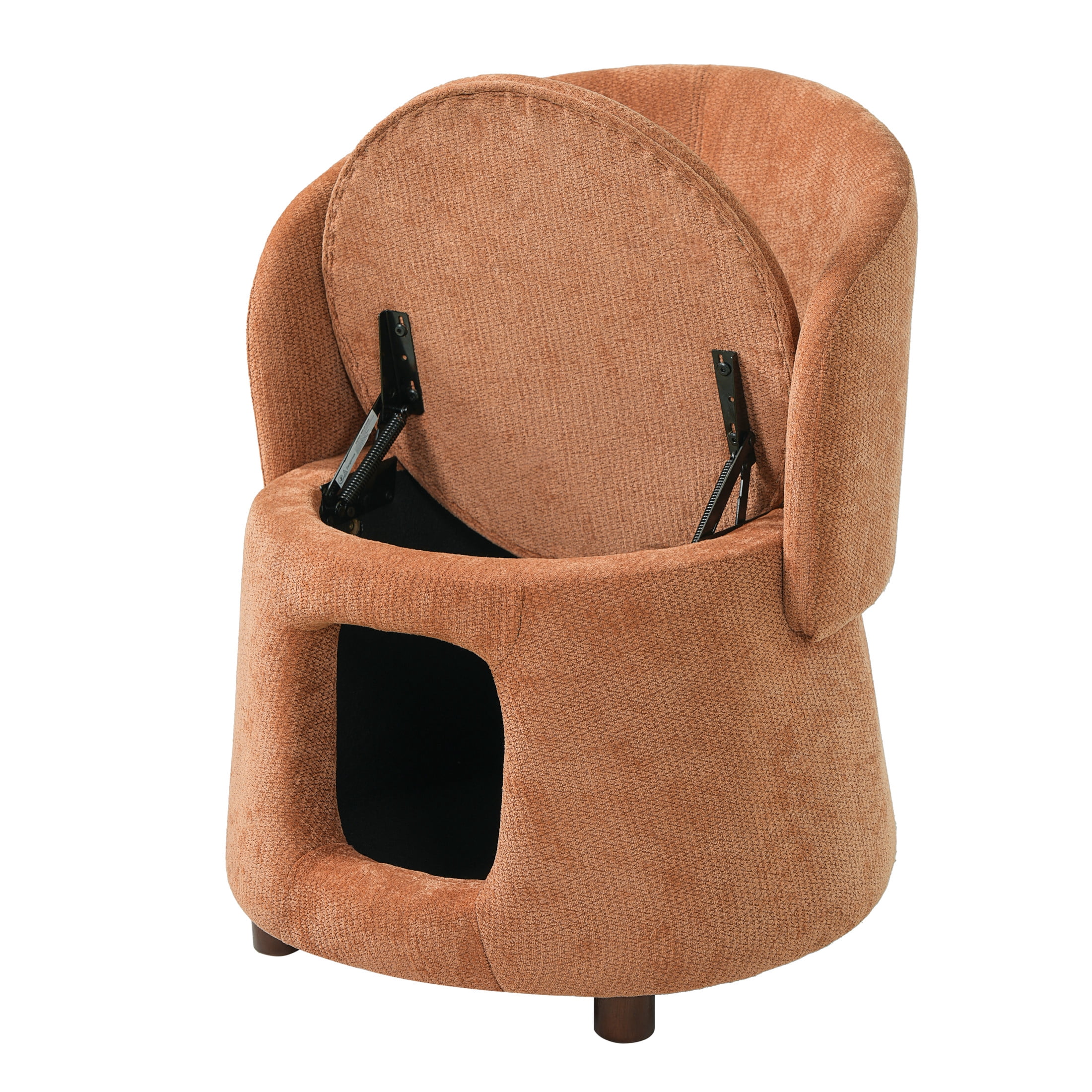 Christopher Knight Home Pet Friendly Accent Chair with Hidden Storage Nook, Convertible Stool, Orange