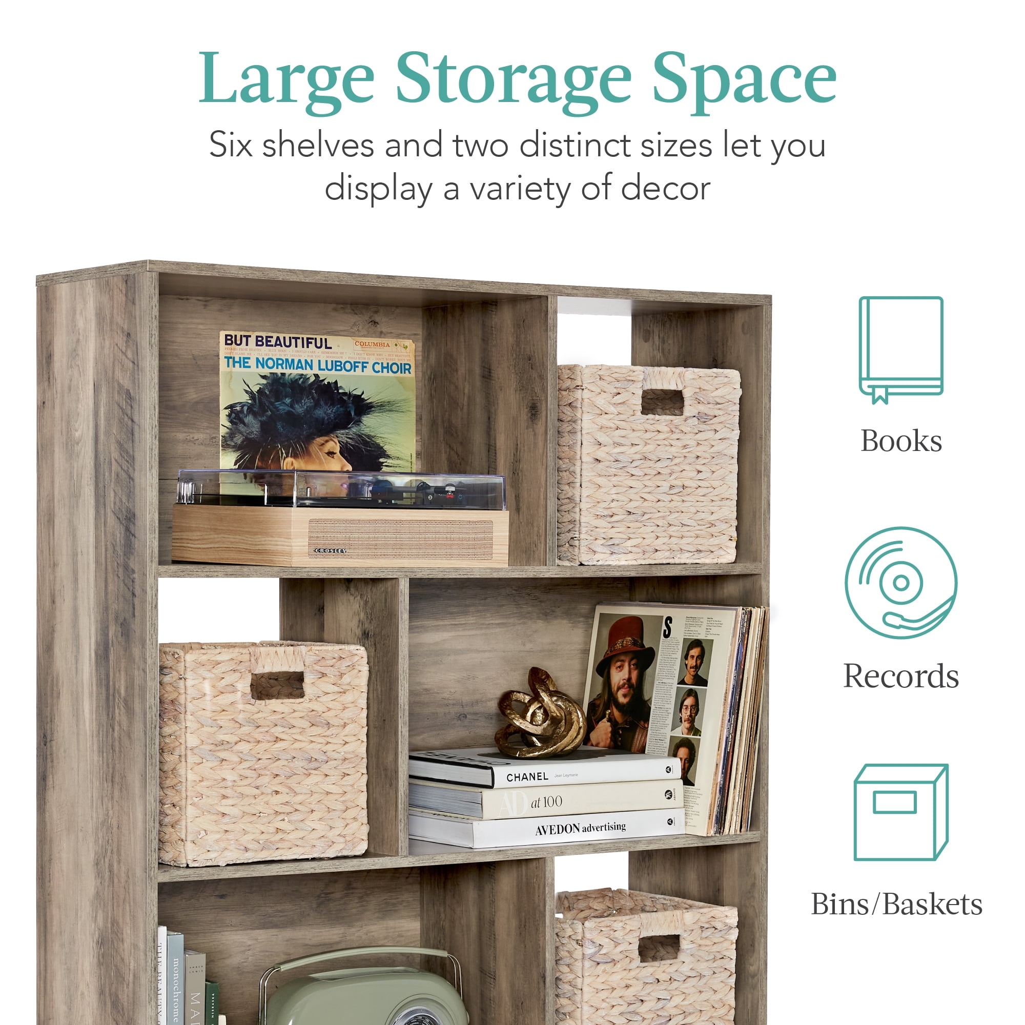 Best Choice Products 3-Tier Mid-Century Modern Wooden Bookcase w/ Removable Back Panels, Offset Pine Legs - Gray Oak