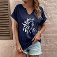thumbnail image 3 of T-Shirt Décontracté à Manches Courtes Col en V pour Femmes Polyester Spandex Doux Confortable Col Rond pour Printemps Été Usage Quotidien à la Maison, 3 of 8