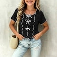 thumbnail image 6 of yillto Short Sleeve Tee for Girls Round Neck Shirts Bow Ruffle Sleeve Summer Cute Tops 3-14 Years, 6 of 7