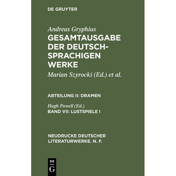 Neudrucke Deutscher Literaturwerke. N. F.: Lustspiele I (Hardcover)
